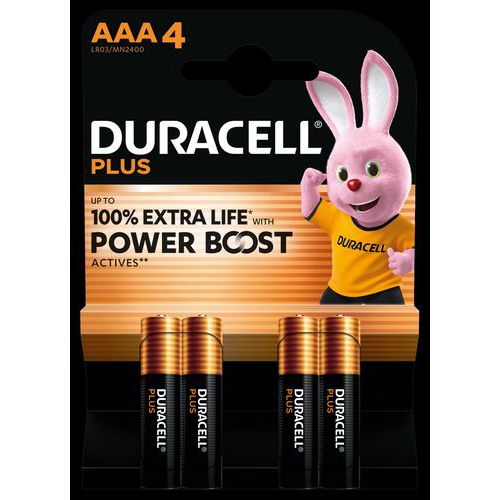 Pile alcaline AAA Plus Powerboost - 4 unités - Duracell Pile alcaline AAA Plus Powerboost - 4 unités - Duracell