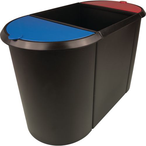 Corbeille papier de tri sélectif - 3 compartiments - Helit