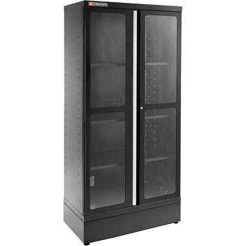 Kast hoog met 2 glazen deuren 3 legborden - Facom