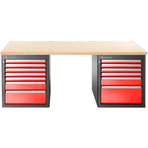 Werkbank laag 13 laden met houten bovenblad - Facom