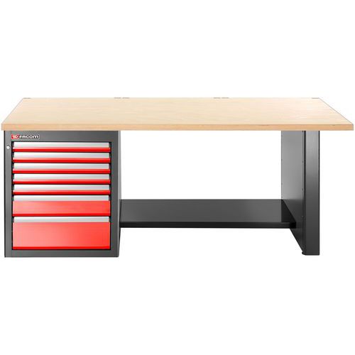 Werkbank laag 7 laden met houten blad - Facom