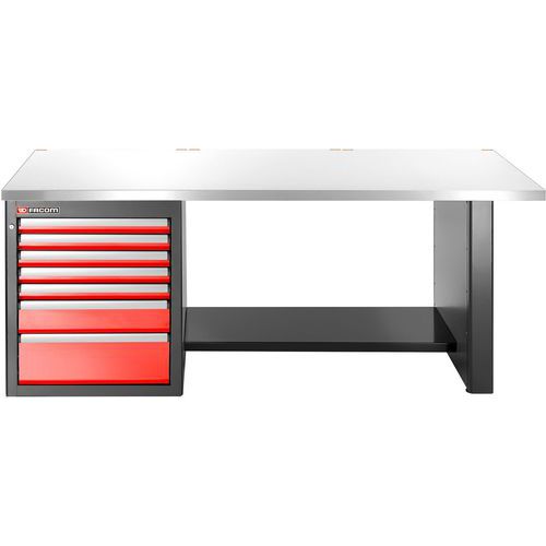 Werkbank laag 7 laden met rvs bovenblad - Facom