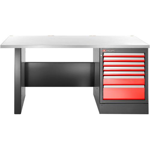 Werkbank hoog met 7 lades en rvs bovenblad - Facom