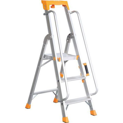 Professionele trap van aluminium met leuning - Manutan