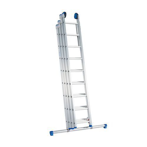 Schuifladder, 4-delig, van gelamineerd aluminium - Solide