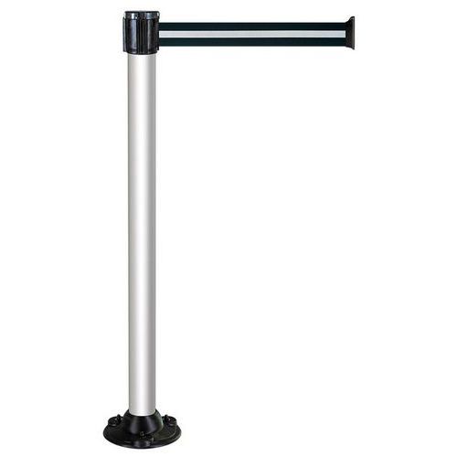 Poteau à sangle 5m - Sangle noire/argent - Socle magnétique - Novap