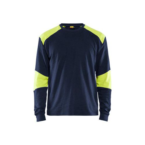 Vlamvertragend T-shirt lange mouw Marineblauw/Geel - Blåkläder