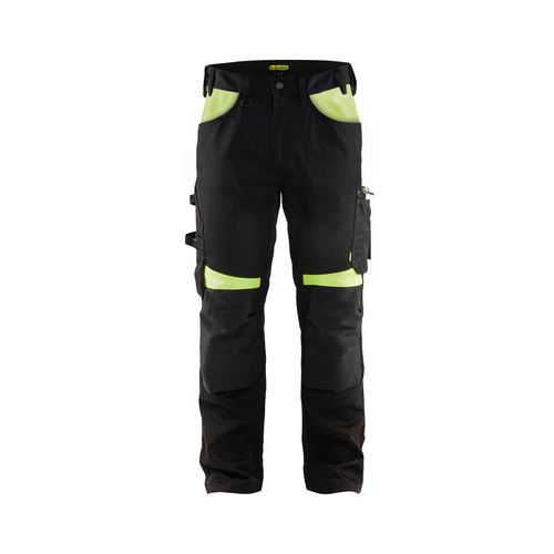 Pantalon artisan sans poches flottantes noir/jaune fluo - Blåkläder