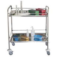 Chariot inox avec galeries - 2 plateaux - Force 60 kg
