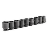 Set van 9 6-kant impact-doppen 1/2, metrische maten, op rek