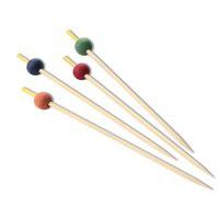 Cocktailprikker bamboe met kleurige ballen_Matfer