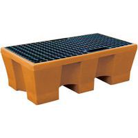 Opvangpallet, Inhoud opvangbak: 240 L, Kleur: Oranje, Vermogen (aantal vaten): 2
