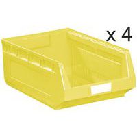 Set van 4 stapelbakken Kangourou - Lengte 580 mm - 52 L - Manutan