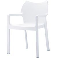 Stapelbare stoel DIVA met armleuningen / Wit