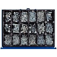 Metalen koffer met zeskantschroeven met volledige schroefdraad en zeskantmoeren - 950 stuks