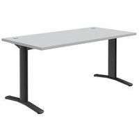 Bureau droit Pure - Gris clair/ gris foncé - Piétements ajustables