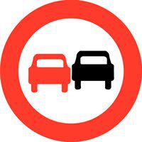 Signaalbord - B3 - Verbod aan vrachtwagens om motorvoertuigen