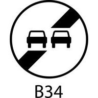 Signaalbord - B34 - Einde verbod voor vrachtwagens om motorvoertuigen in te halen