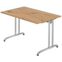 Bureau chêne noueux 120cm piètement alu - Gamme Miro - Hammerbacher