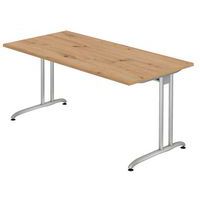 Bureau chêne noueux 160cm piètement alu - Gamme Miro - Hammerbacher