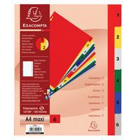 Tabblad 20 st bedrukte tabs gekleurd pp 1 tot 6 A4 Exacompta
