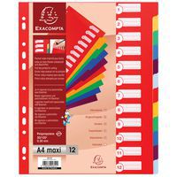 Intercalaires pp opaque semi rigide 12 positions - a4 maxi