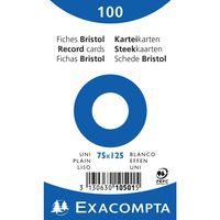 Steekkaart bristol effen niet geperforeerd 75x125mm Exacompta