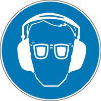 Panneau d'obligation - Protections des yeux et des oreilles obligatoires - Adhésif