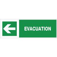 Panneau d'évacuation-secours - Évacuation flèche à gauche - Rigide