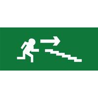 Evacuatiebord - “Vluchtweg via trap rechts beneden” - Hard
