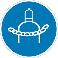Panneau d'obligation - Chaîne obligatoire près de bouteille de gaz - Adhésif