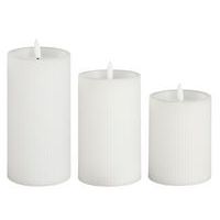 Ledkaars Pilar wit, 3 stuks, met batterijtimer