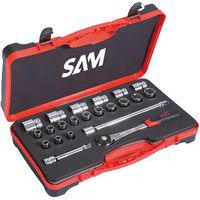 Doppen alle profielen vierkant 1/2 in koffer 22 delig - SAM Outillage