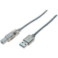 Kabel USB 2.0 type A en B transparant - 3,0 m