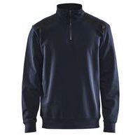Sweat col camionneur bicolore marine foncé/noir