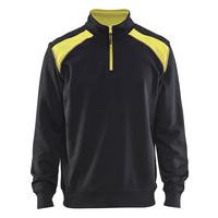 Sweat col camionneur bicolore noir/jaune fluo