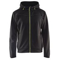 Hoodie met rits 3363 - Zwart - High Vis Geel