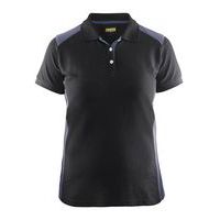 Poloshirt Dames korte mouw knoopsluiting High Vis 3390-zwart/fluo rood