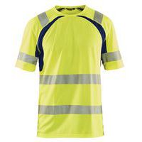 T-shirt anti-UV haute visibilité jaune fluorescent/marine