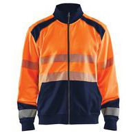 Sweatshirt hele rits High Vis 3558 - oranje/marineblauw
