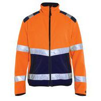 Veste softshell haute visibilité orange fluorescent/marine, col haut
