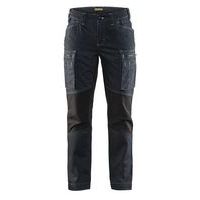 Servicebroek stretch damesmodel marineblauw/zwart, industriële wassing