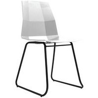 Stoel Cube trapeziumvormige voet zwart, zitting wit, set van 2 - Meet By Paperflow