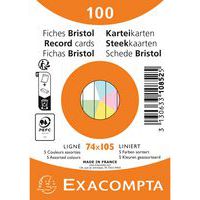 Steekkaart Bristol gelijnd niet-geperforeerd - Set 100 - Exacompta