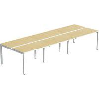 Bureau droit partagé plateau hêtre - 6 pôles - Meet By Paperflow