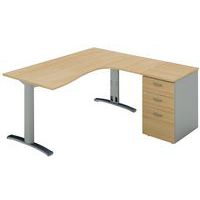 Pack bureau asymétrique retour à droite + caisson HB Dalia
