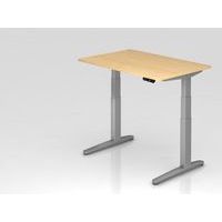 Bureau assis-debout pied argent série XBHM - 120x80 cm - Hammerbacher