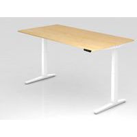 Bureau assis-debout pied blanc série XBHM-200x100 cm-Hammerbacher