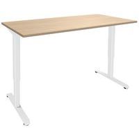 Bureau électrique ergonomique en chêne clair/blanc Nivo