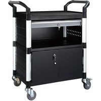 Gereedschapswagen 250 kg polypropyleen met 3 legborden + laden en kist - Stockman